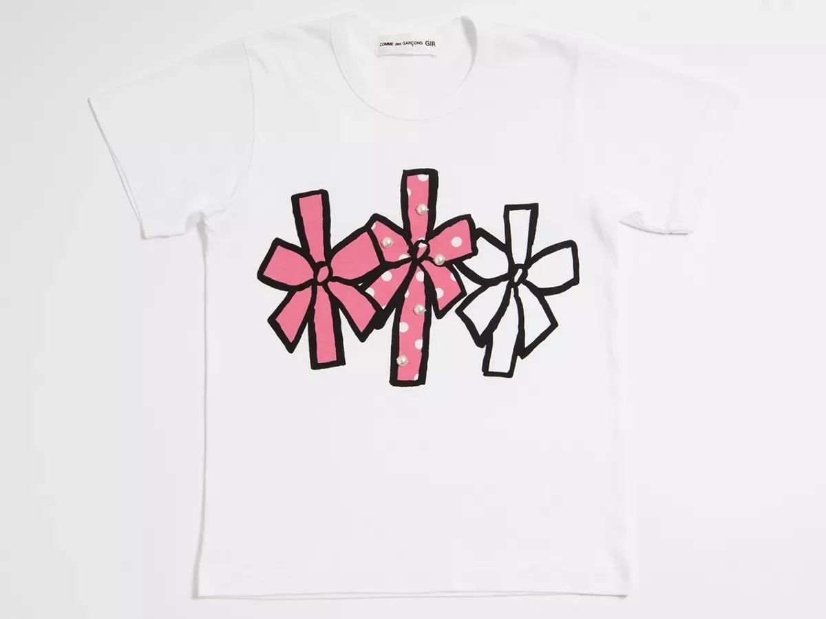 コムデギャルソンガール リボンプリントTシャツ
