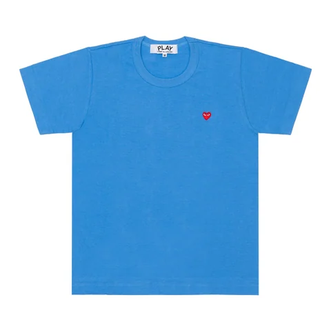 プレイ 半袖Tシャツ カラーTシャツ 小さい赤ハート（ブルー）