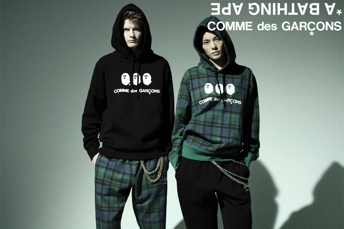 BAPE.COMに掲載された、コム デ ギャルソン大阪店限定の2026年秋冬コレクションのビジュアル。