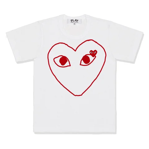プレイ 半袖Tシャツ 赤の線のハート（ホワイト）