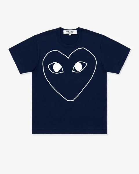 プレイ 半袖Tシャツ 紺地に白い線のハート（ネイビー）