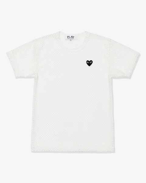 プレイ 半袖Tシャツ メッシュ（黒ハート）（ホワイト）
