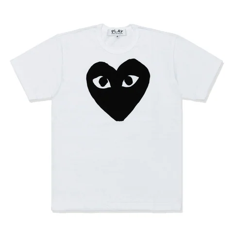 プレイ 半袖Tシャツ 黒い大きなハート（ホワイト）