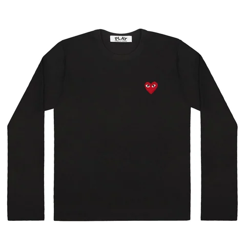プレイ 長袖Tシャツ 赤ハート（ブラック）