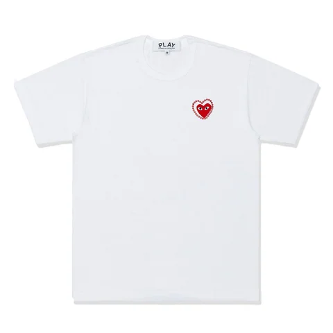 プレイ 半袖Tシャツ ハート×メタルストーン（ホワイト×レッド）