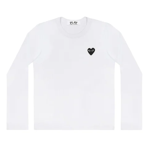 プレイ 長袖Tシャツ 黒ハート（ホワイト）