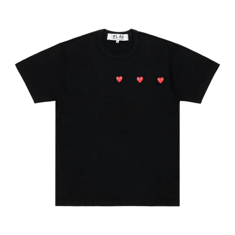 プレイ 半袖Tシャツ 小さい赤ハート3つ（ブラック）