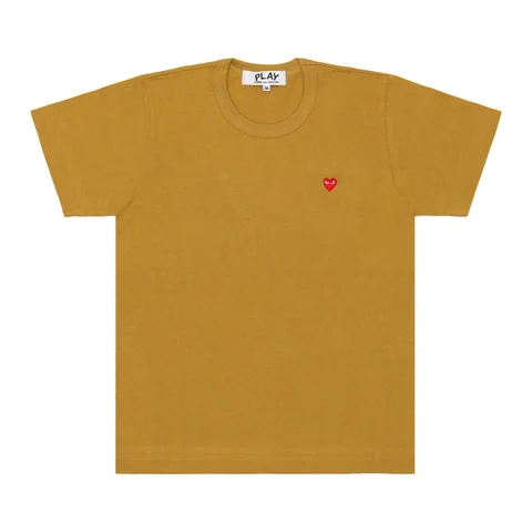 プレイ 半袖Tシャツ カラーTシャツ 小さい赤ハート（オリーブ）