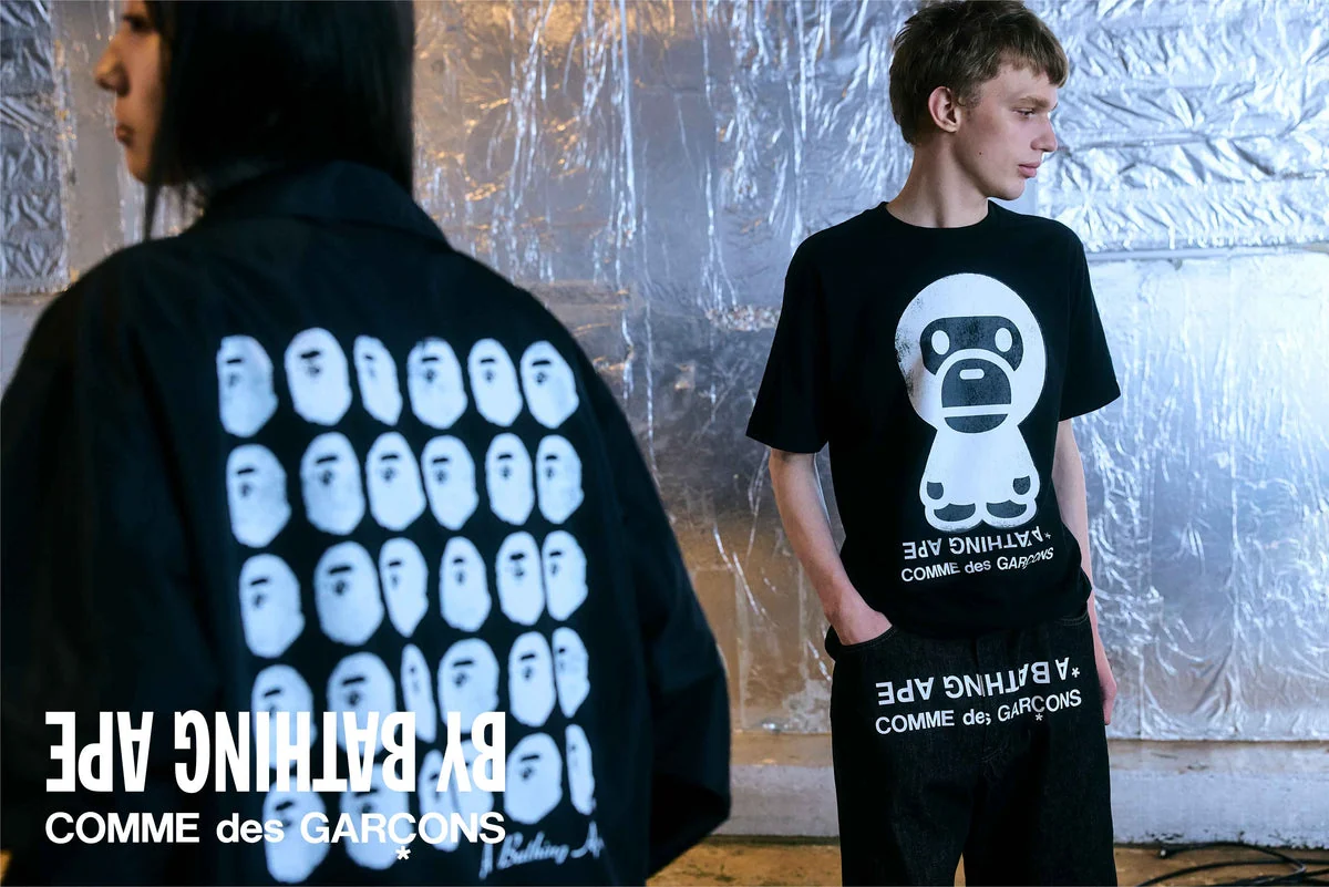 A BATHING APE®の公式サイトに掲載された、BAPE® × COMME des GARÇONSカプセルコレクションのキービジュアル。