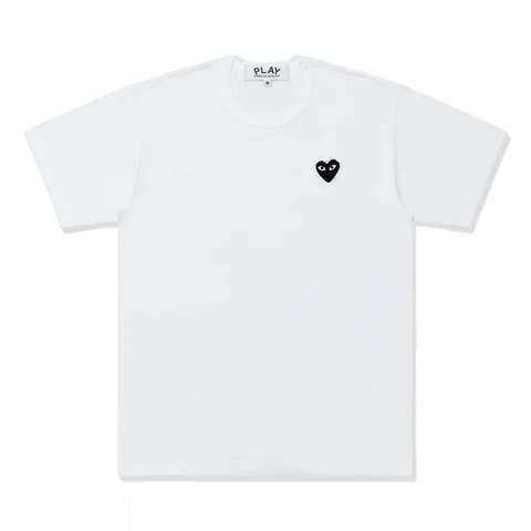 プレイ 半袖Tシャツ ハート×ラインストーン（ホワイト×ブラック）