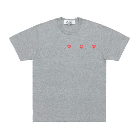 プレイ 半袖Tシャツ 小さい赤ハート3つ（トップグレー）