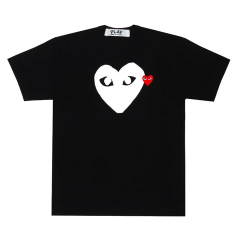 プレイ 半袖Tシャツ 黒地に白い大きなハート（ブラック）