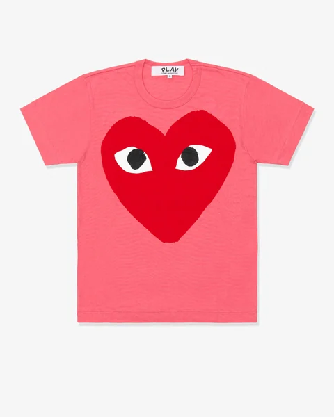 プレイ 半袖Tシャツ カラーTシャツ 赤い大きなハート（ピンク）