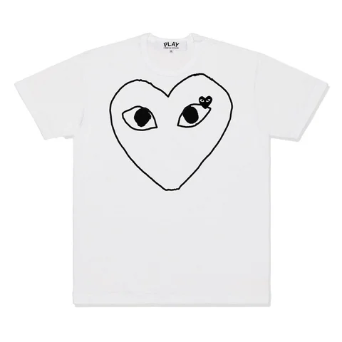 プレイ 半袖Tシャツ 黒の線のハート（ホワイト）