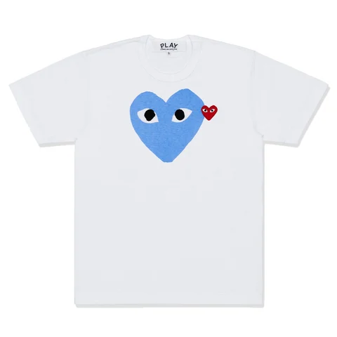 プレイ 半袖Tシャツ 色のついた大きなハート（ブルー）