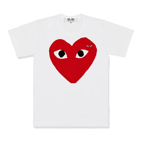 プレイ 半袖Tシャツ 赤い大きなハート（ホワイト）