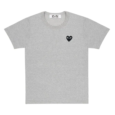 プレイ 半袖Tシャツ グレーに黒ハート（トップグレー）