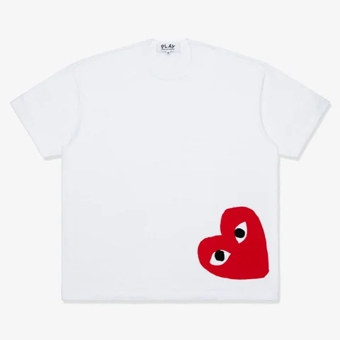 プレイ 半袖Tシャツ オーバーサイズ（裾に赤ハート）（ホワイト）