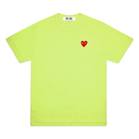 プレイ 半袖Tシャツ カラーTシャツ 赤ハート（グリーン）