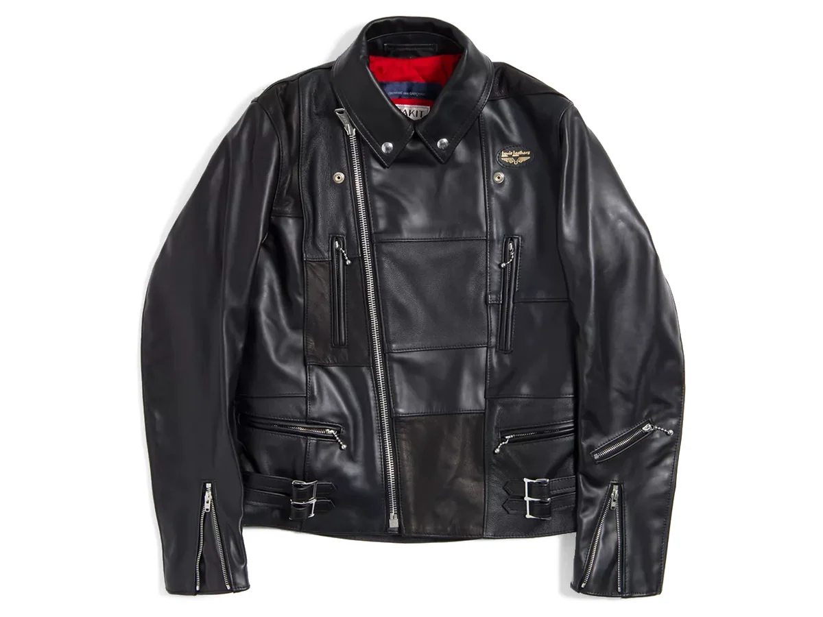コムデギャルソン x Lewis Leathers パッチワークデザイン
