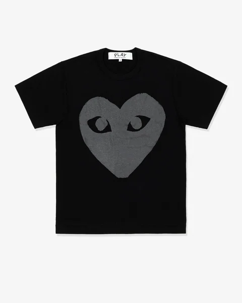 プレイ 半袖Tシャツ 黒地に黒い大きなハート（ブラック）