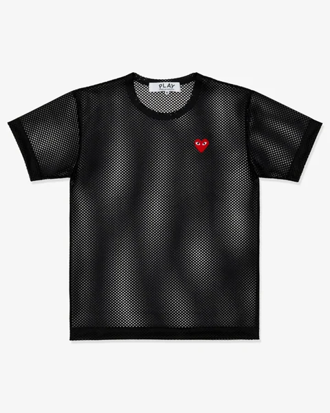 プレイ 半袖Tシャツ メッシュ（赤ハート）（ブラック）