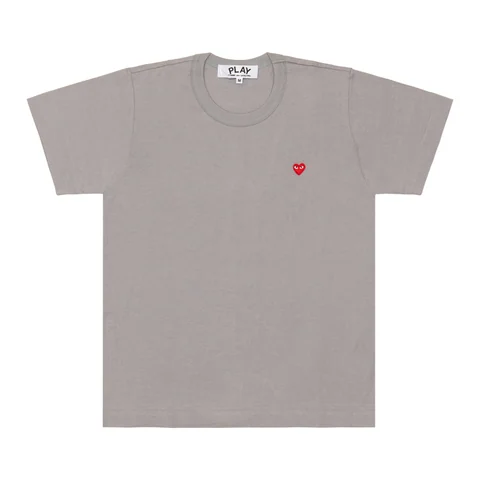プレイ 半袖Tシャツ カラーTシャツ 小さい赤ハート（グレー）