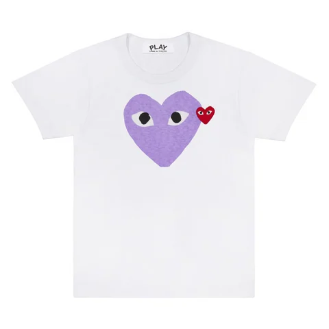 プレイ 半袖Tシャツ 色のついた大きなハート（パープル）