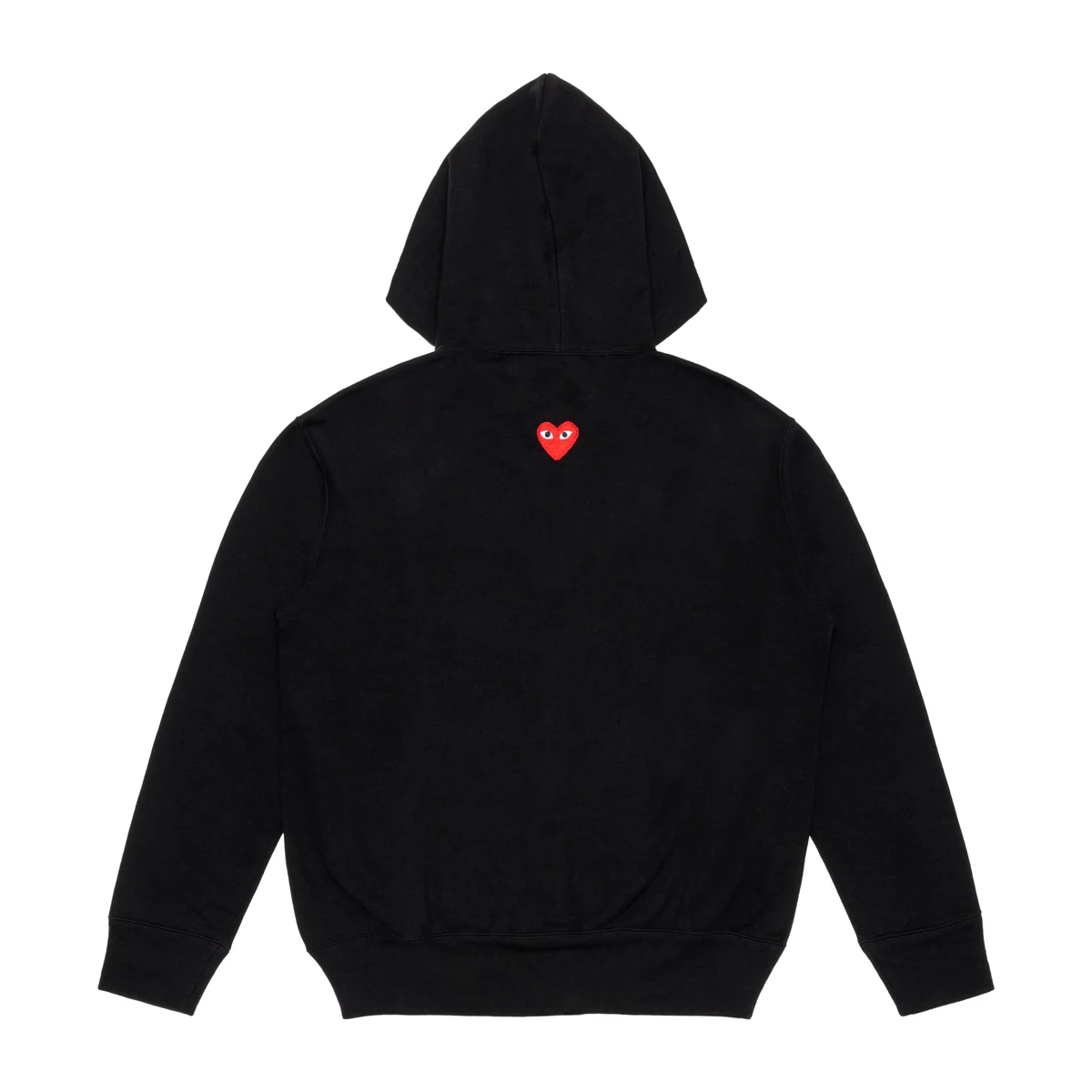 Cotton Zip-Up Hoodie With Red Emblem(Black)