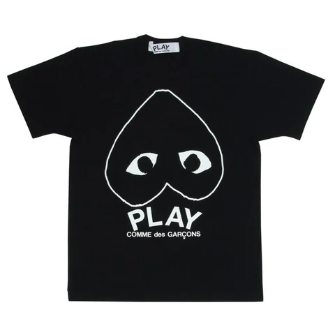 プレイ 半袖Tシャツ 黒地に白いハートとロゴ（ブラック）