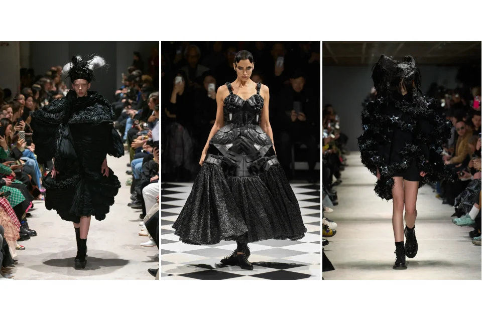 COMME des GARÇONS、JUNYA WATANABE、noir kei ninomiyaの2026 AW作品例。